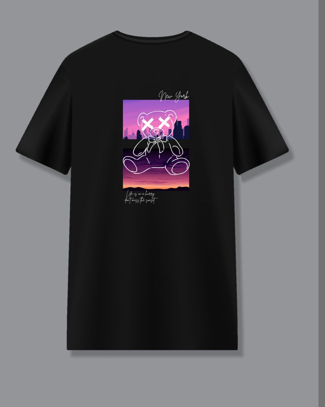 Black Unisex Half Sleeve Terry Oversize T-Shirt