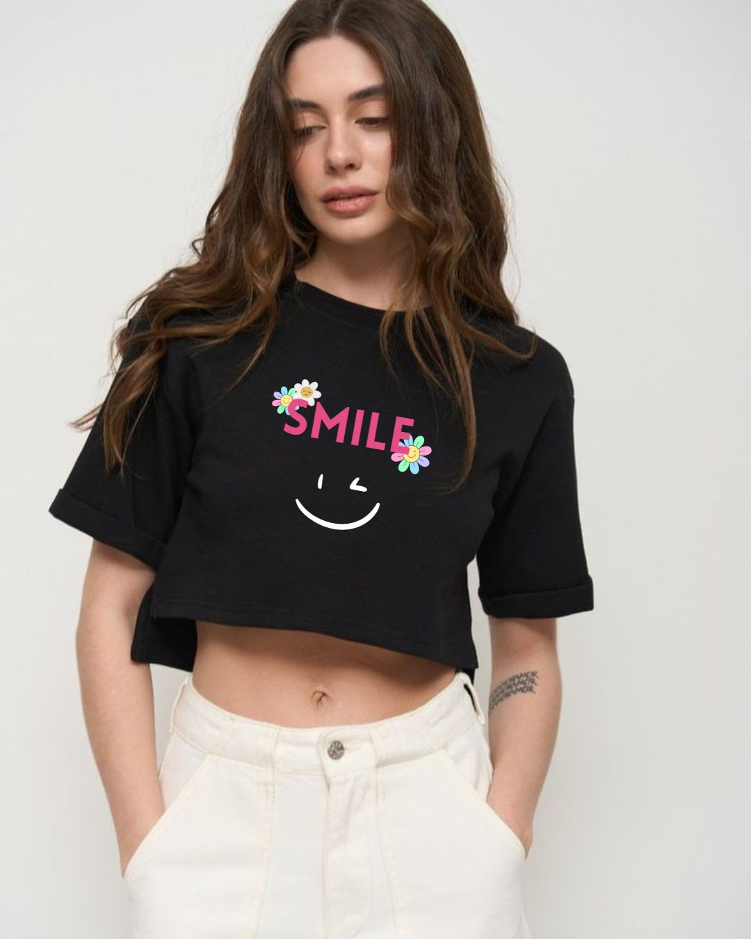 Smile Printed Crop Top