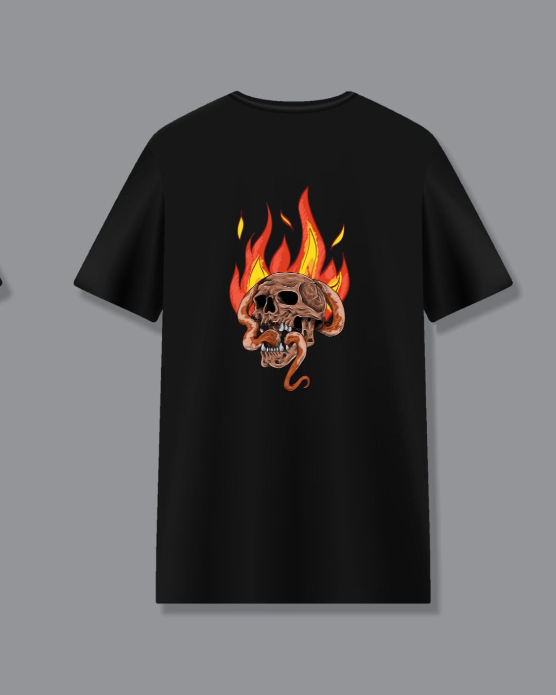 Fire Skull Half Sleeve Oversize T-Shirt