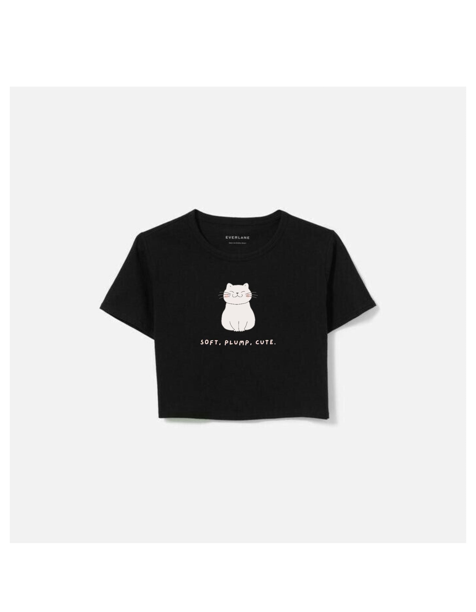 Soft-Plump-Cute Cat Black Crop top
