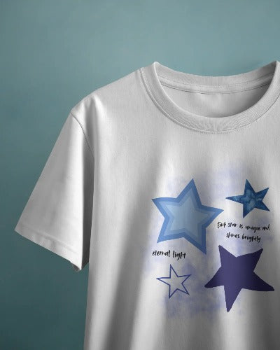 Each Star Is Unique and Shine Half Sleeve Oversize T-Shirt